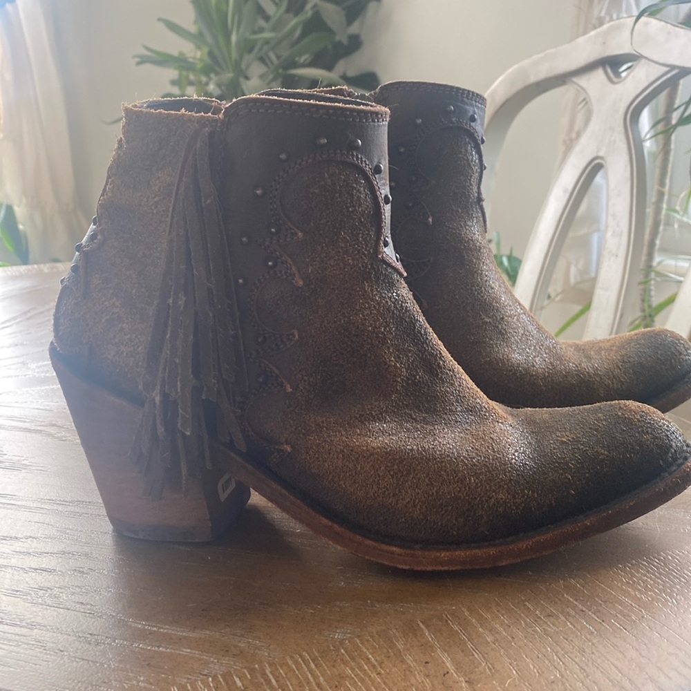 Fringe ankle cowgirl boots